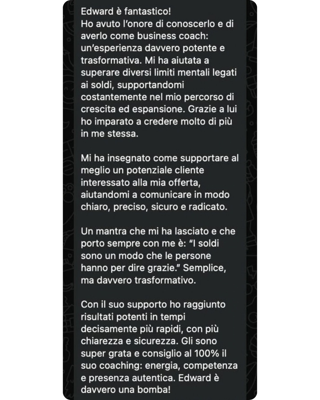 Messaggio ricevuto — Crescita e fiducia in sé, Coach