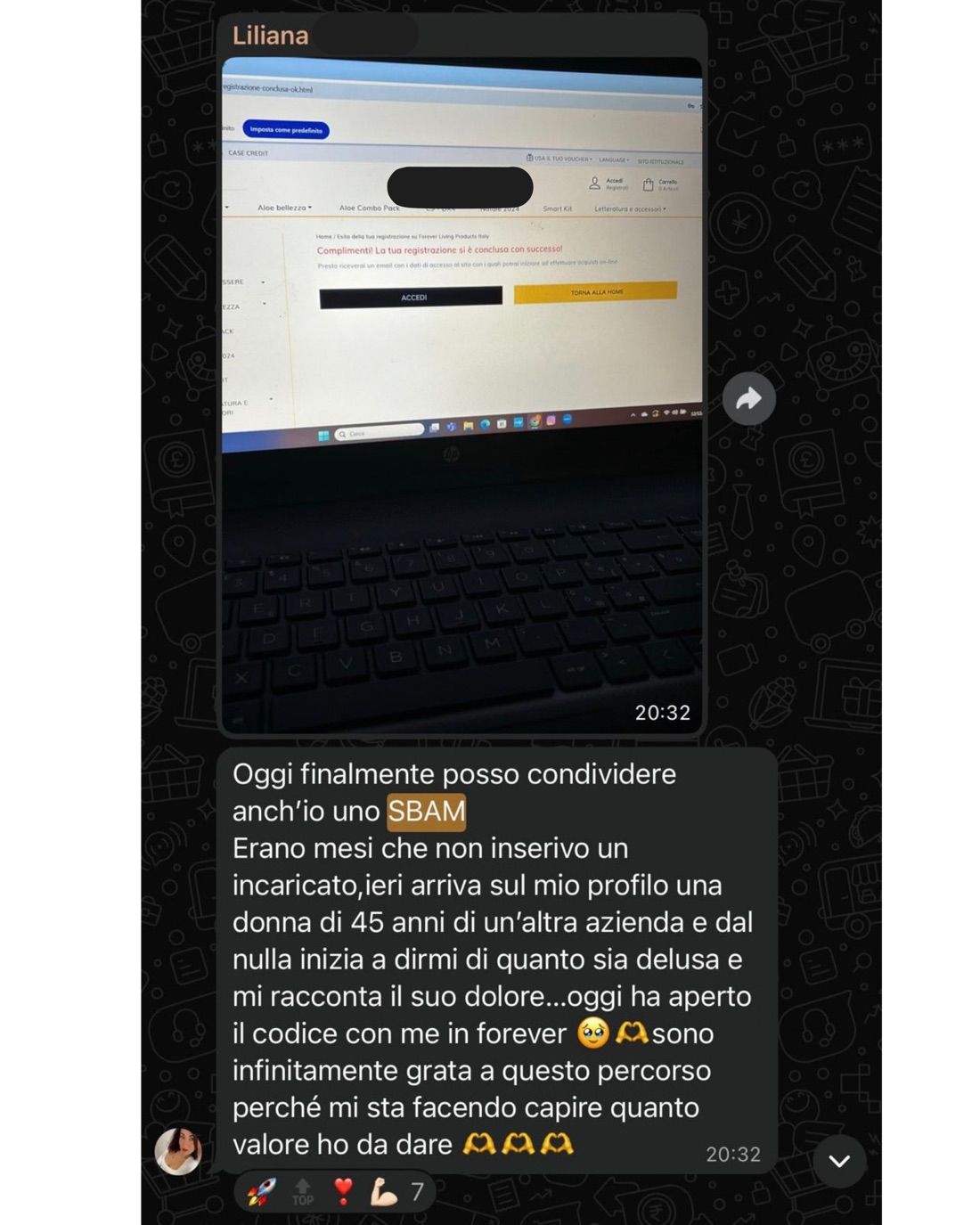 Messaggio ricevuto — Prima vendita dopo mesi, Network Marketing
